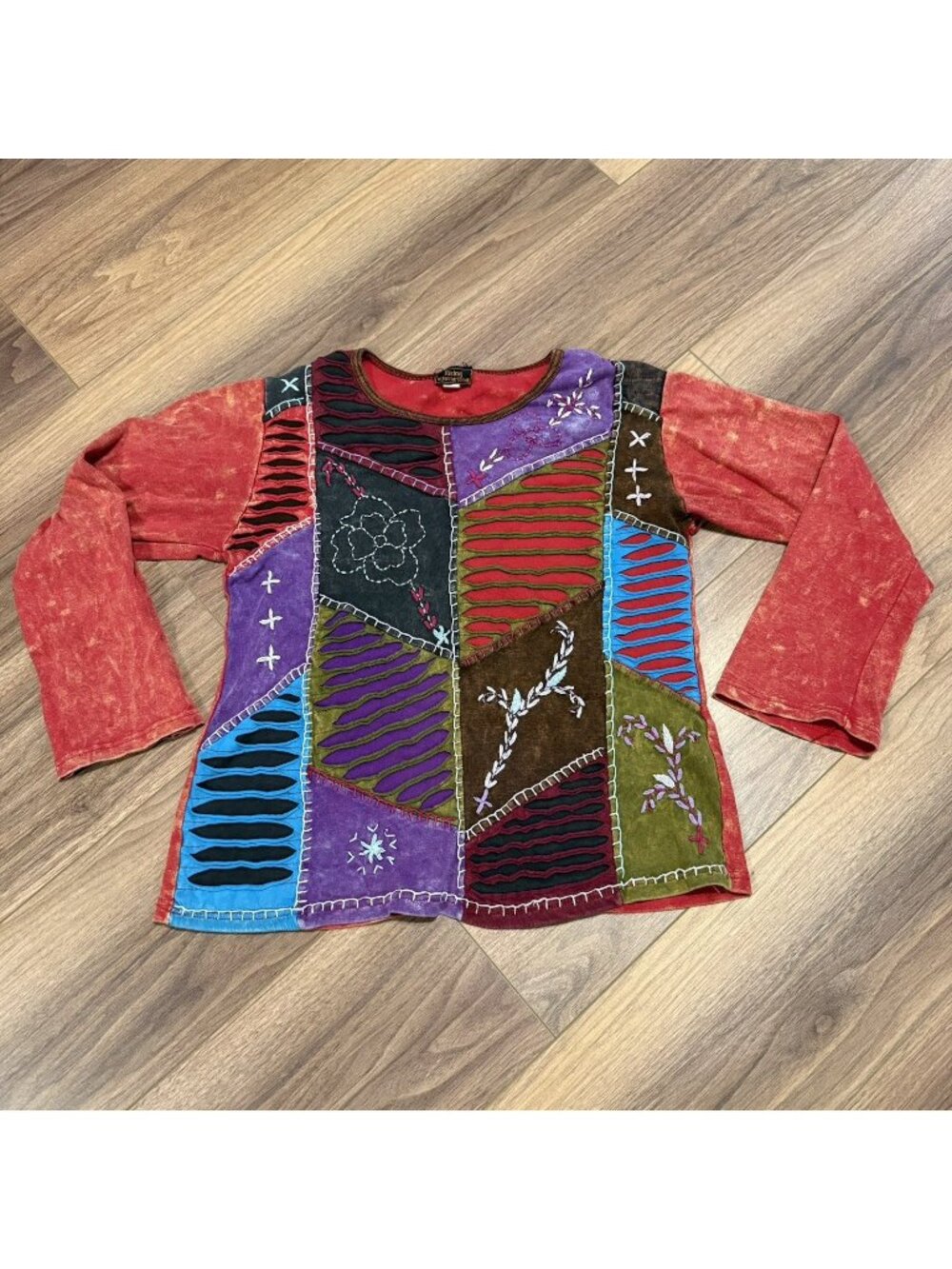 Rising International Womens Long Sleeve Shirt Hippie Boho Size Large